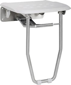 Bemeta Design Sprchové sedadlo, sklopné, s nohou, nerez, mat, plast biely - 205125035