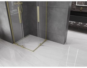 Mexen Velar L Duo, sprchový kút s posuvnými dverami 80 x 80 cm, 8mm číre sklo, zlatá matná, 871-080-080-02-03-55