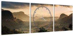 Obraz - Kubánske vrcholky (s hodinami) (90x30 cm)