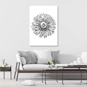 Obraz na plátně Květinová skica černá a bílá - 60x90 cm