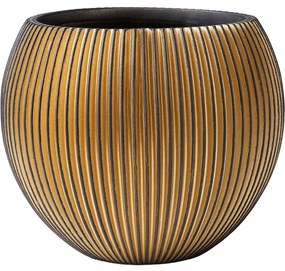 Kvetináč Capi Nature Groove Vase Ball čierny/zlatý 17x14 cm