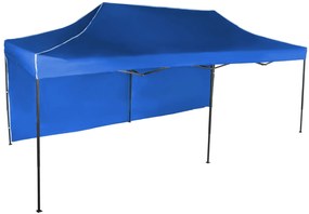 Rýchlorozkladací nožnicový stan 3x6m – oceľový, Modrá, 1 bočná plachta