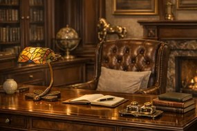 Bank lampa Tiffany vitráž VÁŽKA GREEN Iron Base 28*20 CM