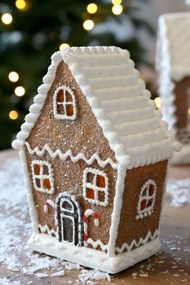 Perníková chalúpka Gingerbread Noël LED - 9,5 * 5 * 12,5 cm / 2xLR44