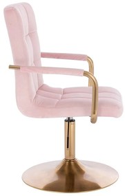 LuxuryForm DESIGN Stolička VERONA GOLD VELUR na zlatom tanieri - ružová