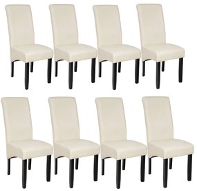tectake 403990 8 jedálenských stoličiek ergonomických, masívne drevo - krémová