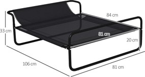 PawHut Vyvýšená Posteľ pre Psov a Mačky s Podhlavníkom, Mikroperforovaný Textilén, Do Interiéru alebo Exteriéru, 106 x 81 x 33 cm, Čierna | Aosom