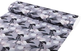 Biante Dekoračný obdĺžnikový obrus PML-034 Biele tulipány na sivom 50x100 cm