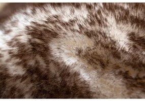Okrúhly prateľný koberec LAPIN shaggy protišmykový , slonová kosť / čokoláda Veľkosť: kruh 100 cm