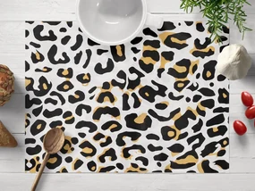 Biante Bavlnené prestieranie na stôl Sandra SA-409 Leopardí vzor na bielom 30x40 cm