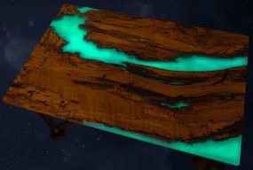 Konferenčný stôl PLANETÁRIUM zo špaltovaného buku a fluorescenčnej epoxidovej živice 96x59
