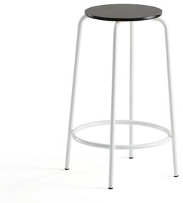 Barová stolička TIMMY, biely rám, čierny sedák, V 630 mm