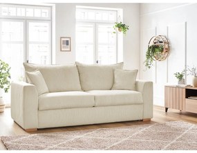 Krémová menčestrová rozkladacia pohovka 225 cm Augustin – Bobochic Paris