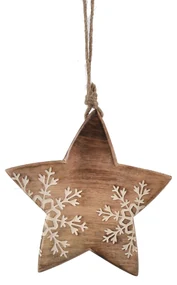 4Home Dekorácia z mangového dreva Snowflake Star, 20 cm