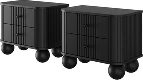 Nočné stolíky Vespera 56 cm - 2 ks - čierna / čierne nohy