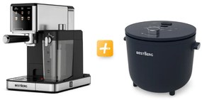 MEGAKOMBO Nízkosacharidový ryžovar BestBerg BBRC-10 + Pákový espresso kávovar s napeňovačom mlieka BestBerg BBCF-2032