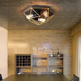 Toolight Toolight, stropné svietidlo 3xE27 APP1094-3C, čierna-zlatá, OSW-04410