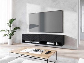 Závesná TV skrinka Adenuk 140 MDF (čierna grafit + rybia kosť čierna) . Vlastná spoľahlivá doprava až k Vám domov. 1106322