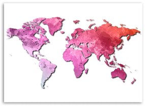 Obraz na plátně Růžová mapa světa - 60x40 cm