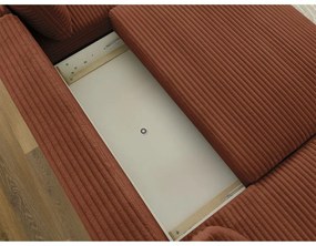 Menčestrová rozkladacia rohová pohovka v tehlovej farbe (ľavý roh/do "U") Lucien – Bobochic Paris