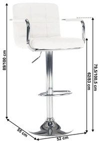 Tempo Kondela Barová stolička, biela ekokoža/chróm, LEORA 2 NEW
