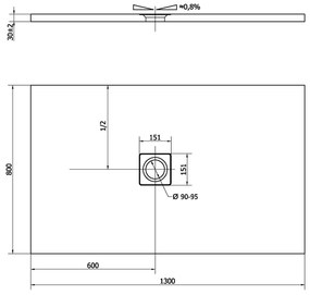 Polysan, FLEXIA sprchová vanička z liateho mramoru s možnosťou úpravy rozmeru 130x80x3cm, 72899