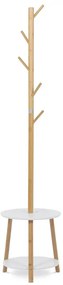 Věšák dřevěný stojanový, masiv bambus, bílá barva + přírodní odstín