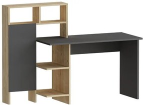 Sconto Písací stôl s regálom BUGRA dub/antracitová