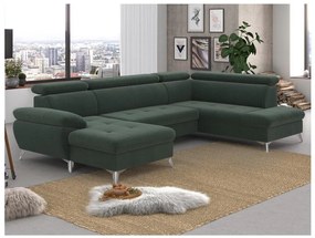 Rozkladacia rohová sedačka do U CATANIA pravá zelená s úložným priestorom