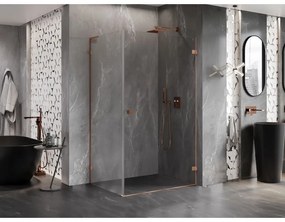 Mexen Lunar-B L pravý výklopný sprchový kút 85 x 70 cm, číre sklo, medená matná, 832L-085-070-65-00-P