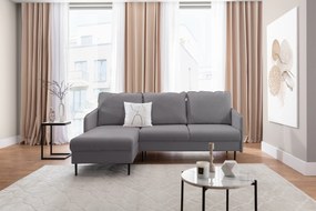 Rozkladacia rohová sedačka Taila Mini ľavá - šedá pletenina Loft 19 / čierne nožičky