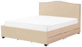 Čalúnená posteľ s úložným priestorom 160 x 200 cm béžová MONTPELLIER Beliani