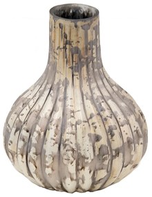Béžovo-šedá antik dekoračná sklenená váza - 11*11*15 cm