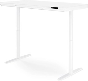 Elektrický písací stôl sit-stand so zásuvkou a bezdrôtovou nabíjačkou Qi biely, 1400 mm: ELLIS