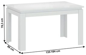 Kondela Rozkladací stôl, biely lesk, LINDY