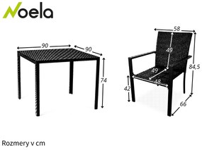 Noela Záhradný jedálenský set Viking M + 4x ratanová stolička Wicker Pat