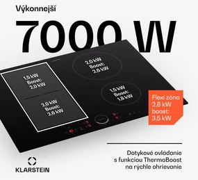 Klarstein Delicatessa 70 Hybrid, vstavaná indukčná varná doska, 4 zóny, 7000 W, sklokeramika