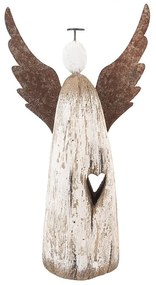 Dekorácia drevená figúrka anjel so srdiečkom Angel Rustic L - 14*5*26 cm