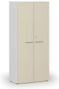 Kancelárska skriňa s dverami PRIMO WHITE, 800 x 420 x 1781 mm, biela/breza