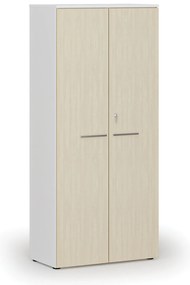 Kancelárska skriňa s dverami PRIMO WHITE, 800 x 420 x 1781 mm, biela/breza