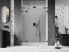 Mexen Lunar L, pravé otočné sprchové dvere 120 cm, číre sklo, čierny profil, 834SL-120-050-70-00-P