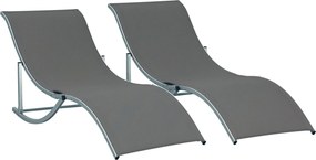 Outsunny Sada 2 slnečných ležadiel s ergonomickým dizajnom z hliníka a textilénu, tmavá šedá, 165 x 61 x 63 cm | Aosom