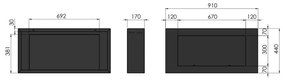 InFire - Nástenný BIO krb 44x91 cm 3kW čierna