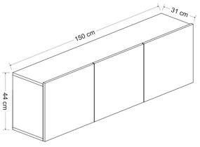 TV stolík White 150 cm biely