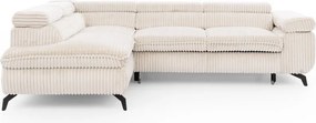Krémová menčestrová rohová pohovka (ľavý roh/do L) Marbeya – Ropez