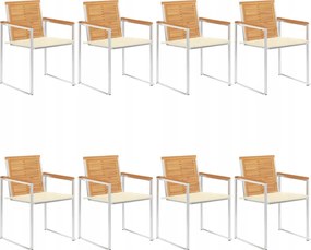 vidaXL Záhradné stoličky 8 ks s podložkami tíkový masív