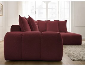 Vínovočervená ženilková rozkladacia/s úložným priestorom rohová pohovka (pravý roh/do L) Everest – Bobochic Paris