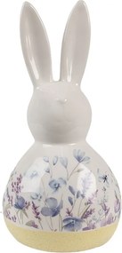 Keramická dekorácia zajačik s kvetmi - 12*10*23 cm