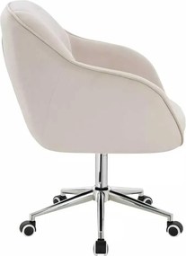 LuxuryForm DESIGN Stolička AVOLA VELUR na striebornej podstave s kolieskami - krémová