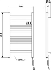 Mexen Aran, elektrické vykurovacie teleso 960x500 mm, 500 W, biela, W306-0960-540-00-20
